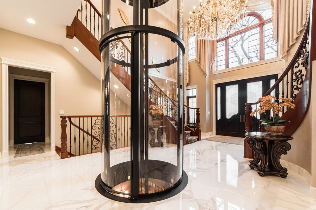 savaria vuelift home elevator round 2ndFloor no cab 1200x800