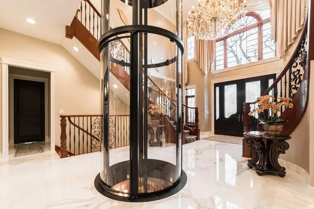 savaria vuelift home elevator round 2ndFloor no cab 1200x800