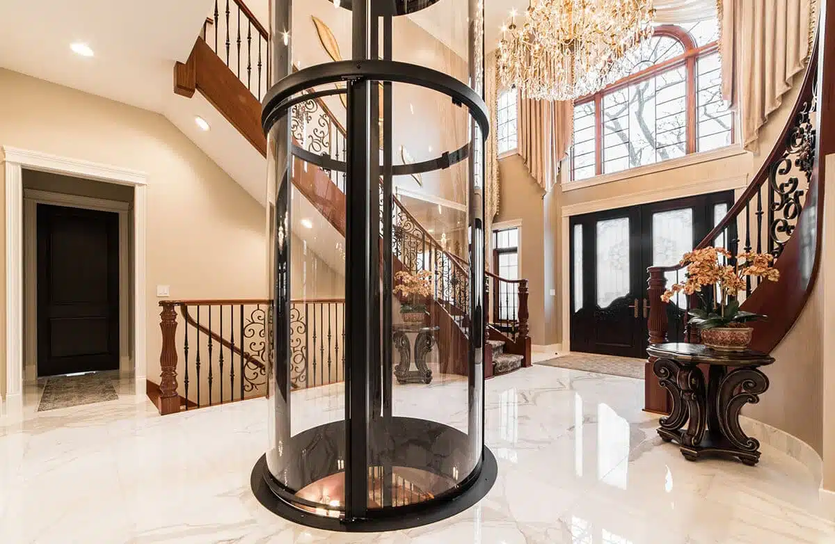 savaria vuelift home elevator round 2ndFloor no cab 1200x800