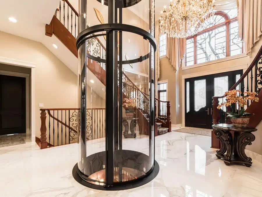 savaria vuelift home elevator round 2ndFloor no cab 1200x800